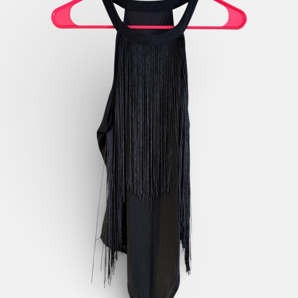 Black Fringe Tank Top